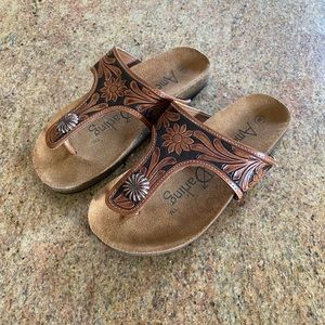 Western tooled leather American Darling sandals